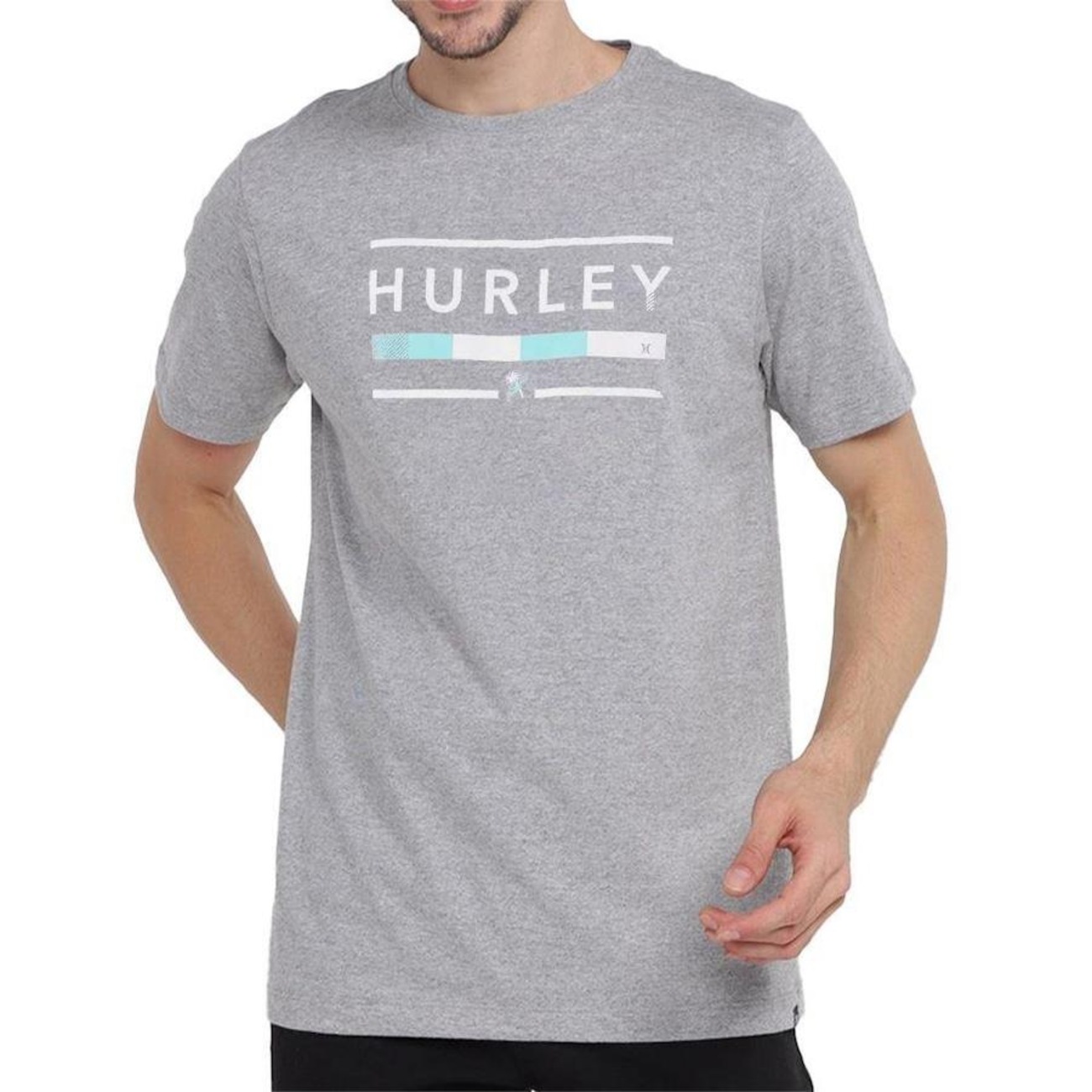 Hurley Men's Triblend Graphic T-Shirt - Super Soft Crew Neck Tee In Black Heather - View #5