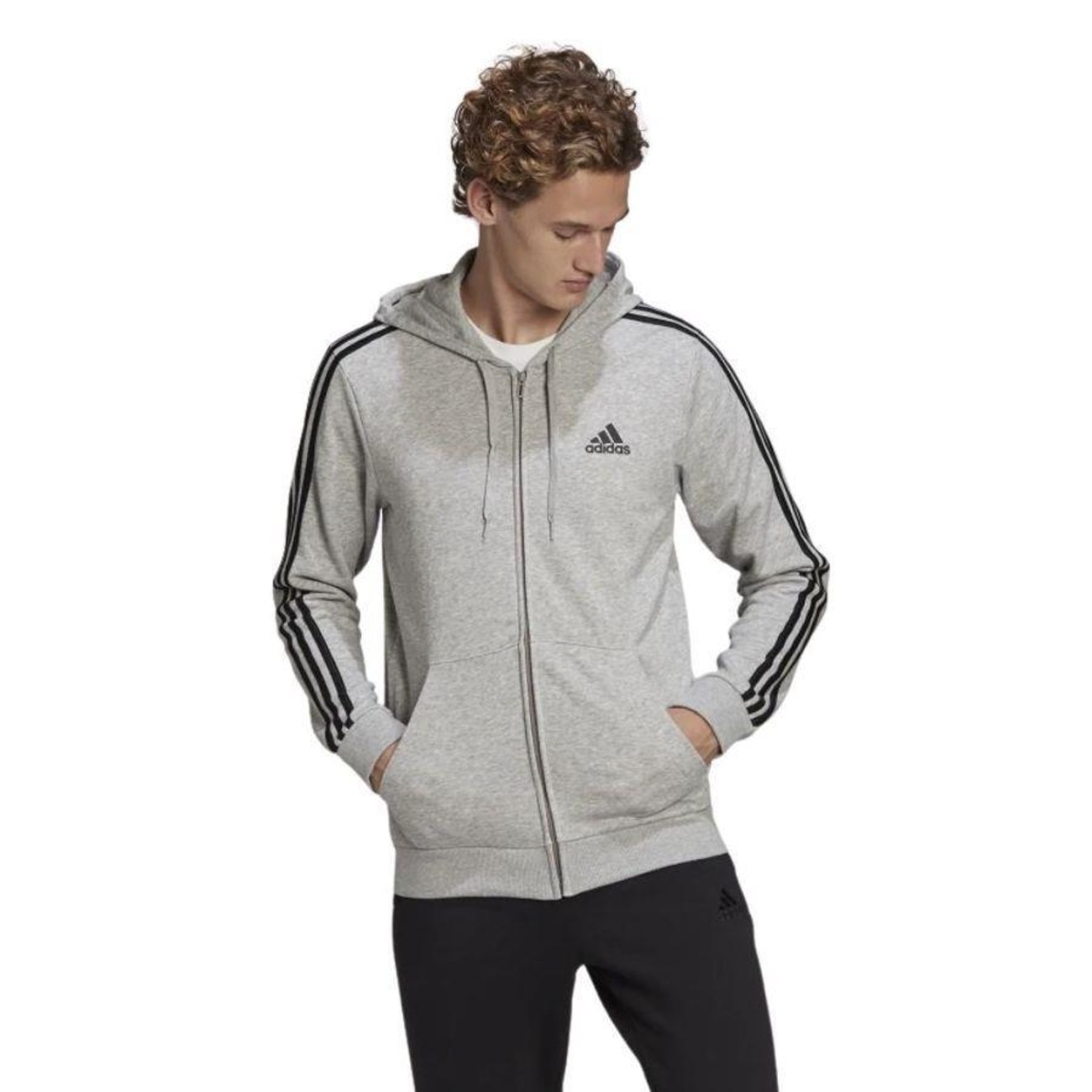 essentials 3 stripe moletom com capuz