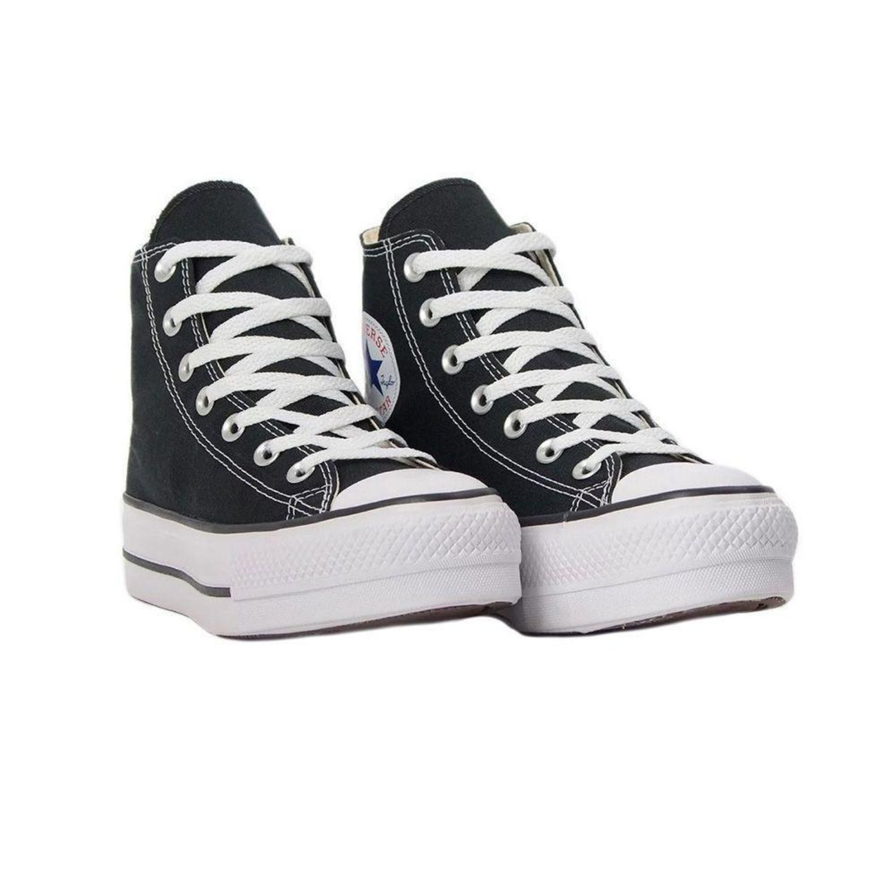 All Star Converse Preto Plataforma Cano Alto