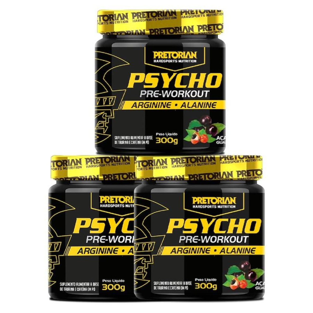 Kit Pretorian 3x Pré Treino Psycho Pre Workout 300g Centauro