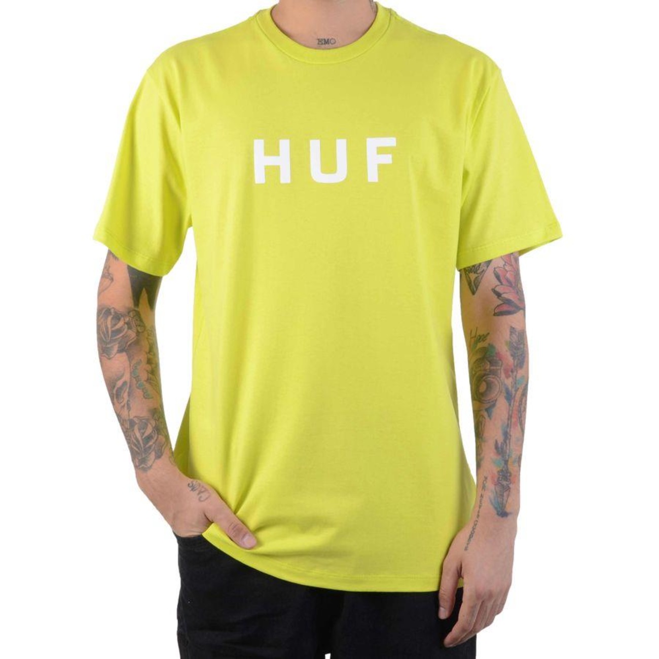 HUF Essentials OG - Playera De Manga Corta Con Logotipo, Gris Caliente, Small