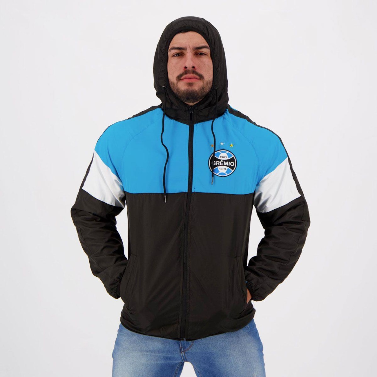 Jaqueta Corta Vento Natural Cotton Grêmio Tricolor Feminina - Main Image