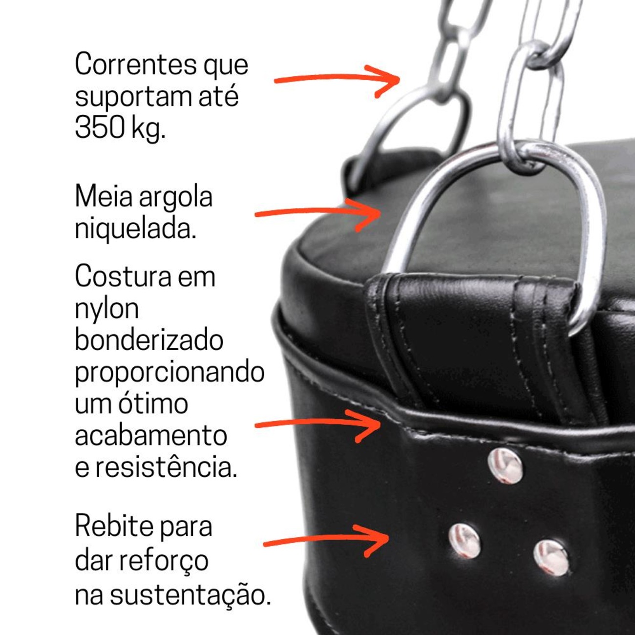 Saco Boxe Gorilla 160cm Engate no Fundo para Fixar Base de Apoio
