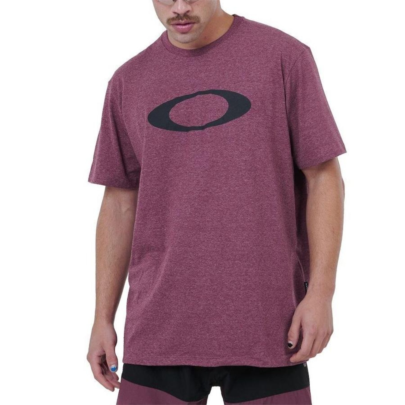 Oakley Camiseta masculina de elipse de metal, Linha vermelha, P