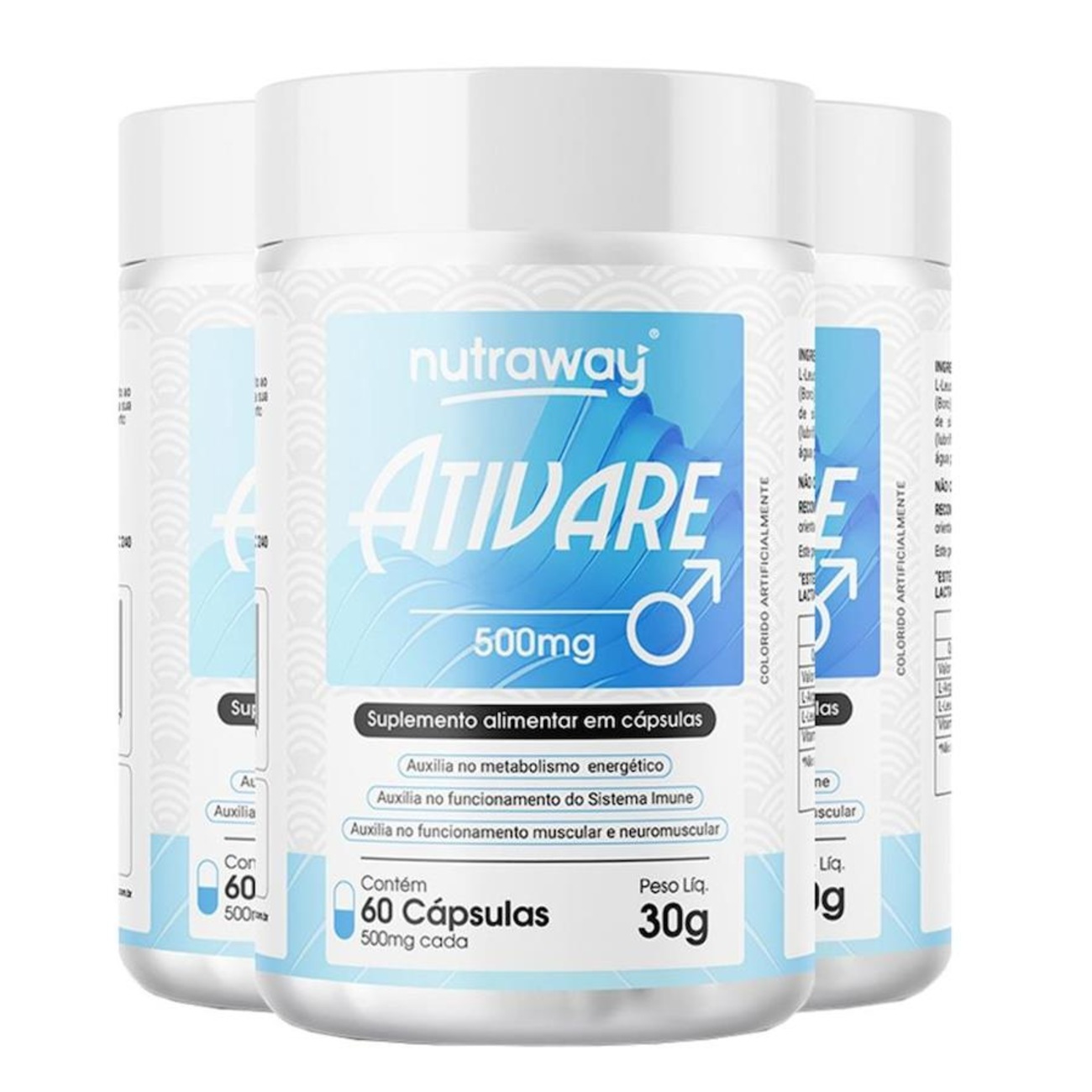 Kit Suplemento Alimentar Nutraway Ativare 500mg - 60 Cápsulas - 3 ...