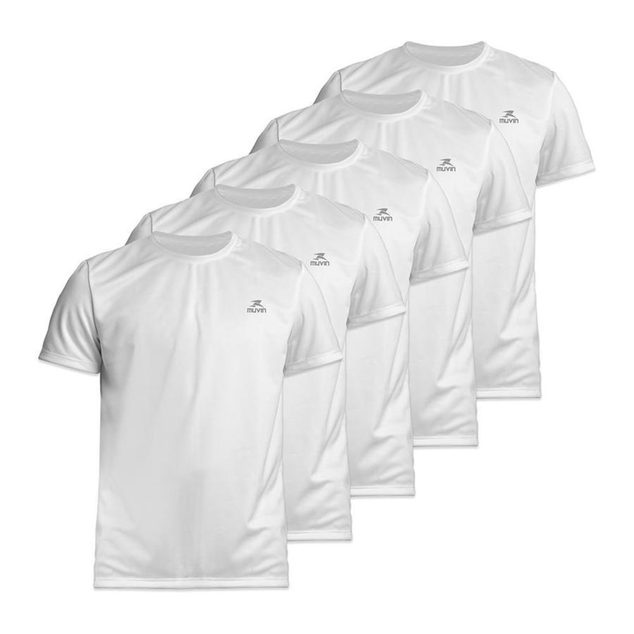 Camiseta Muvin Dry Basic Ss Fps50 - 5 Unidades - Masculina em Promoção
