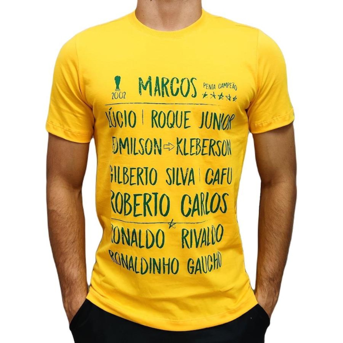 Camisa Brasil Retro Escalação Penta 2002 RetroMania - Masculina em