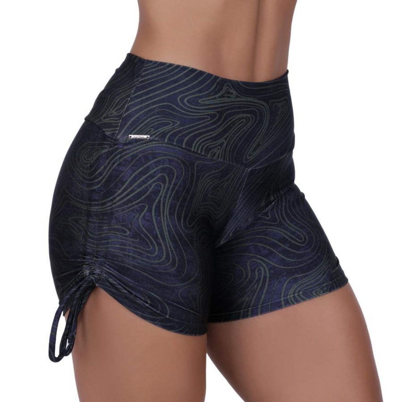 Shorts Curto Fitness Orbis Cadarço Franze Lateral Estampado