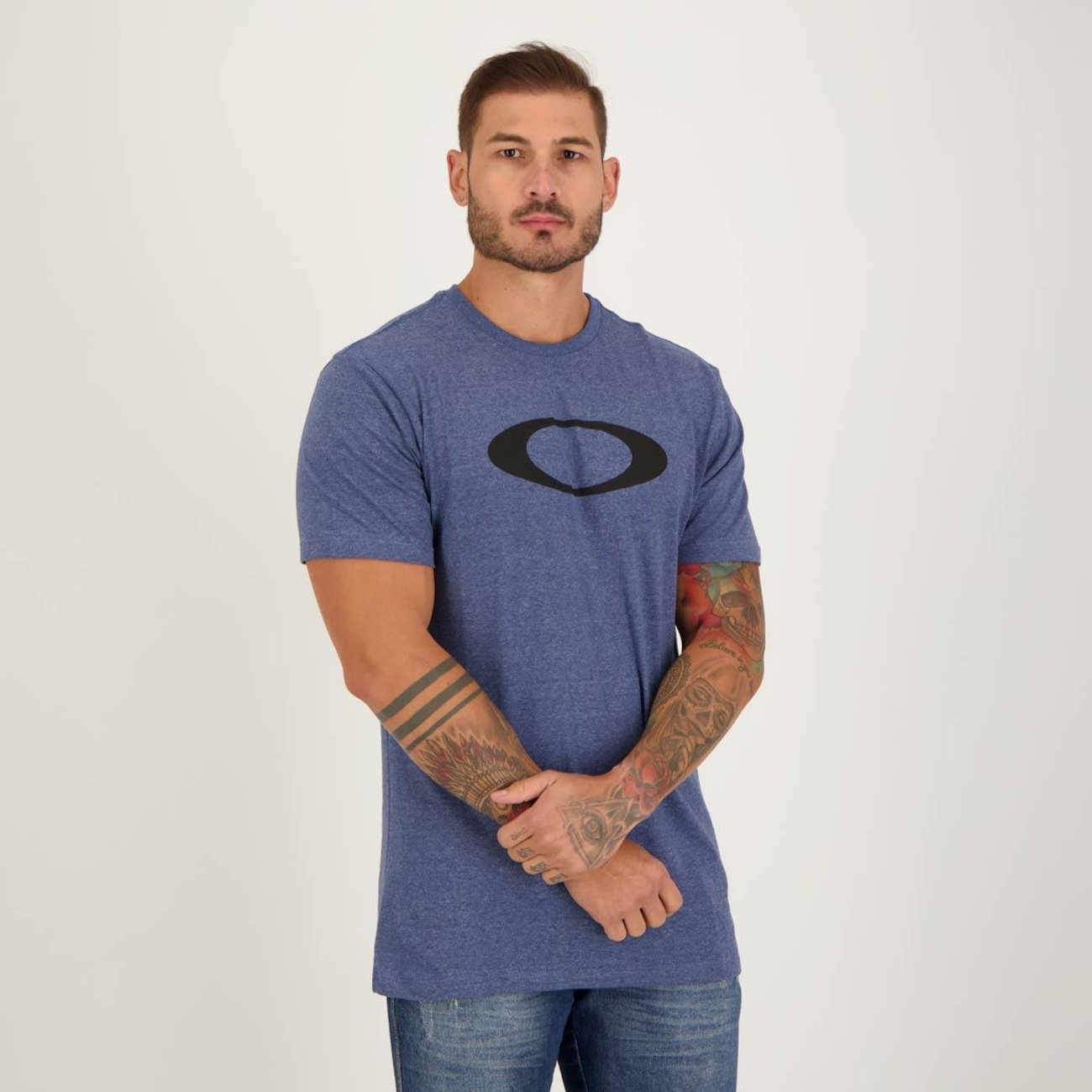 Oakley Camiseta masculina de elipse de metal, Linha vermelha, P