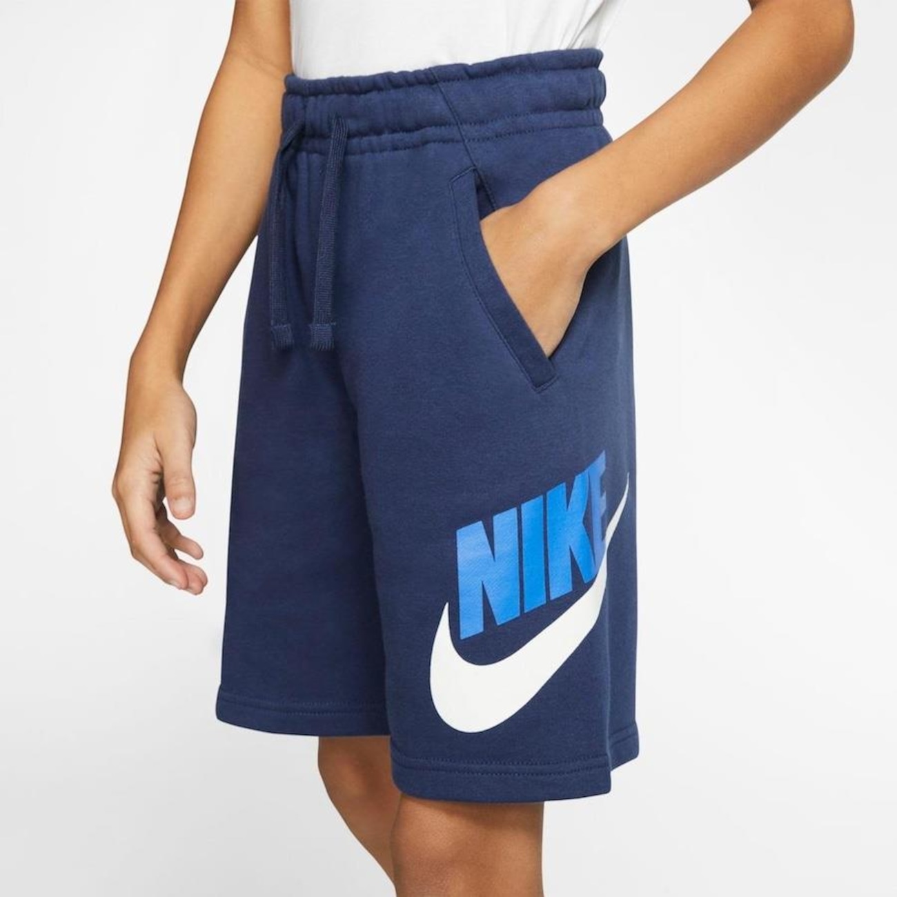 Blue nike fleece sales shorts