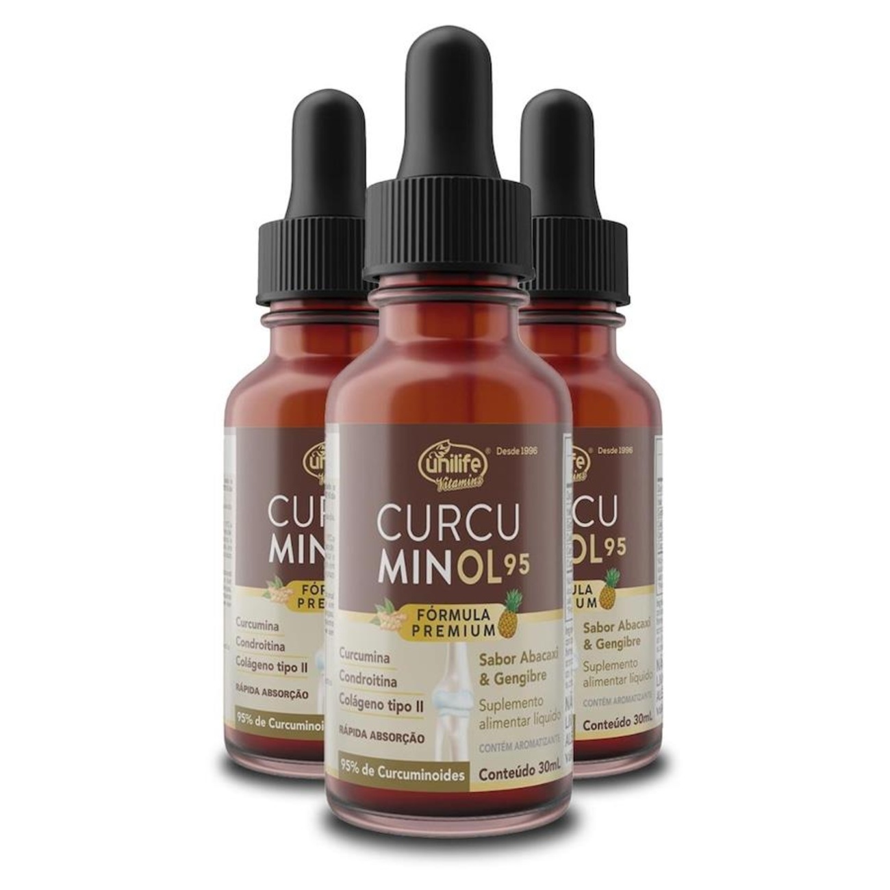 Curcuminol Kit 5x Curcuminol Unilife Sabor Abacaxi e Gengibre em Gotas - 30Ml ...
