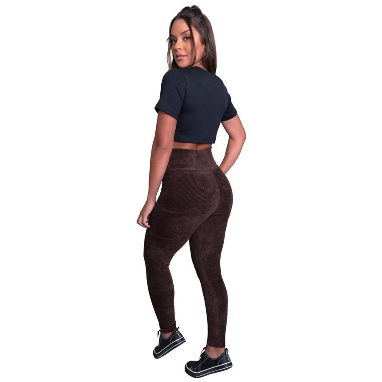 Calça Legging Mvb Modas Veludo Cotelê Cintura Alta - Feminina