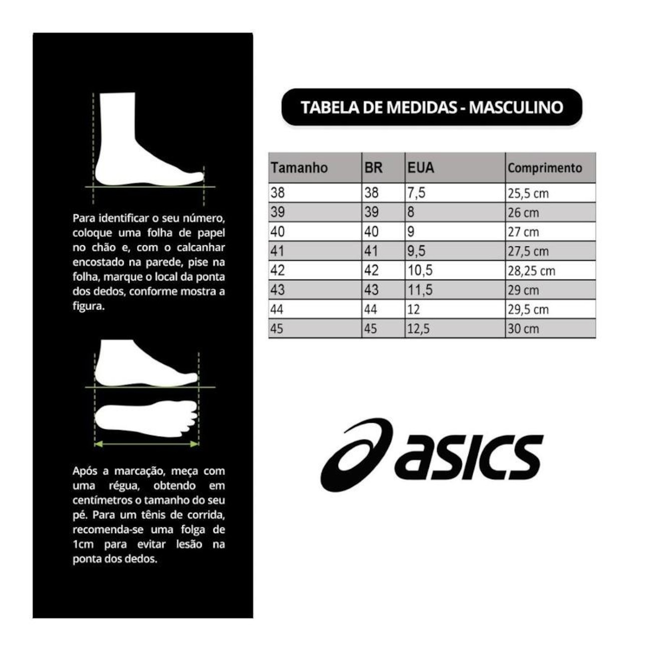Asics Masculino Tabela Asics Tamanho 46 Tênis Asics Masculino