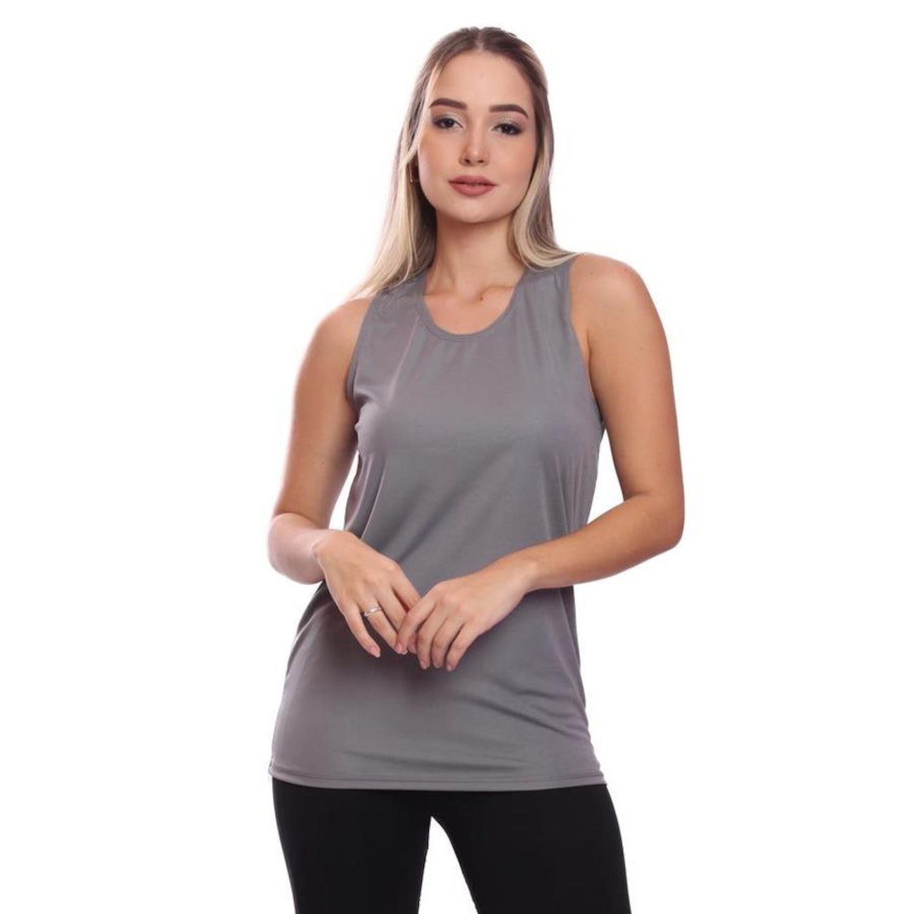 Camiseta Regata de Treino Whats Wear Dry Fit Lisa Básica Proteção Solar UV - Feminina