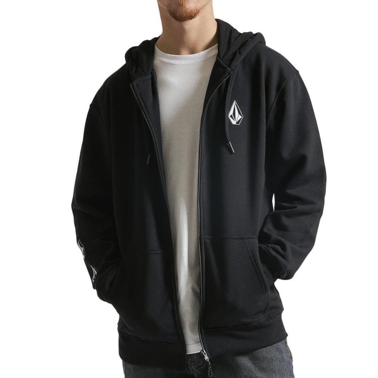 Blusão de Moletom com Capuz Volcom Aberto Iconic WT23 Masculino