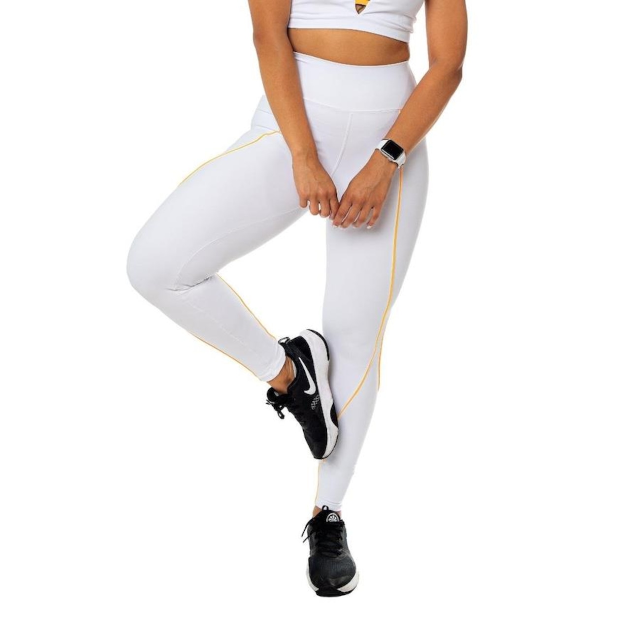 Calça Legging Academia Hoopfi com Filetes Cós Alto OX Preto