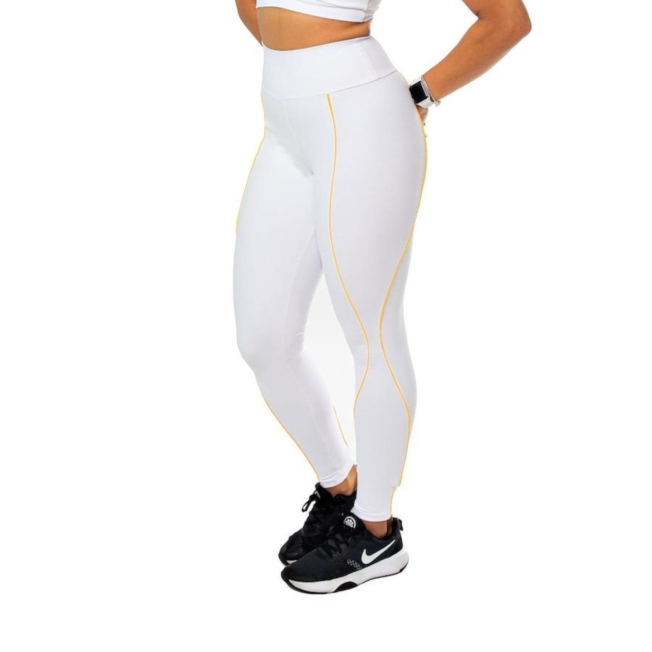 Calça Legging Academia Hoopfi com Filetes Cós Alto OX Preto