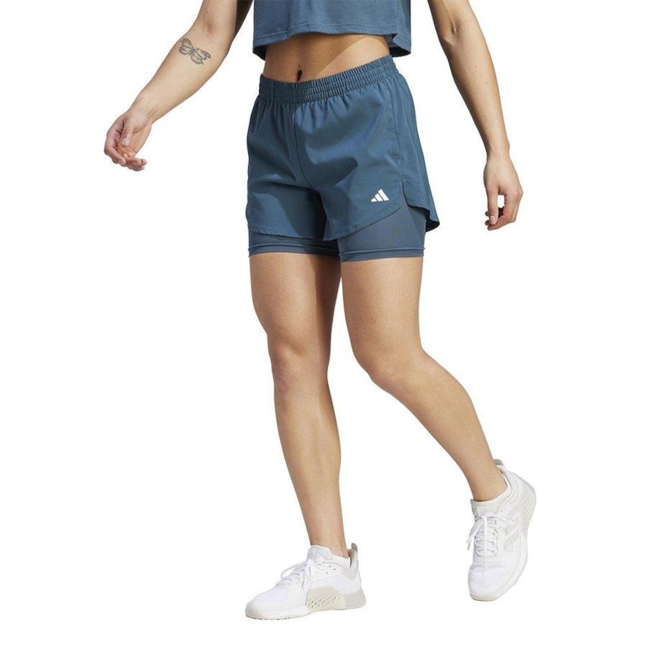 Short Adidas Minimal 2 In 1 Aeroready Feminino - Verde+Branco