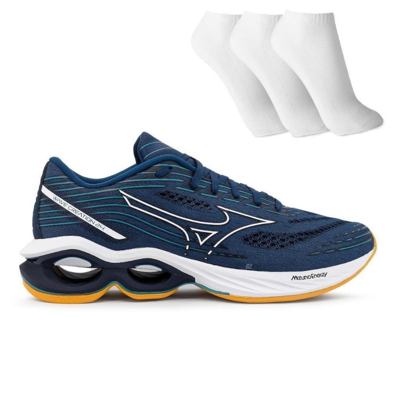 Tênis Mizuno Wave Creation 24 + 3 Pares de Meias - Masculino