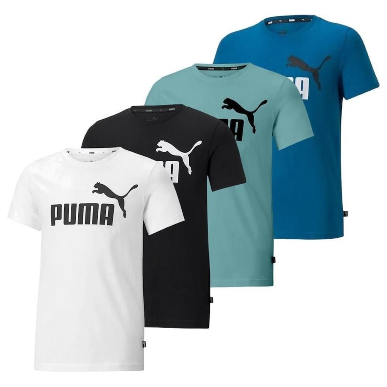 Kit Camisetas Puma Essentials Logo Infantil 4 unidades Centauro