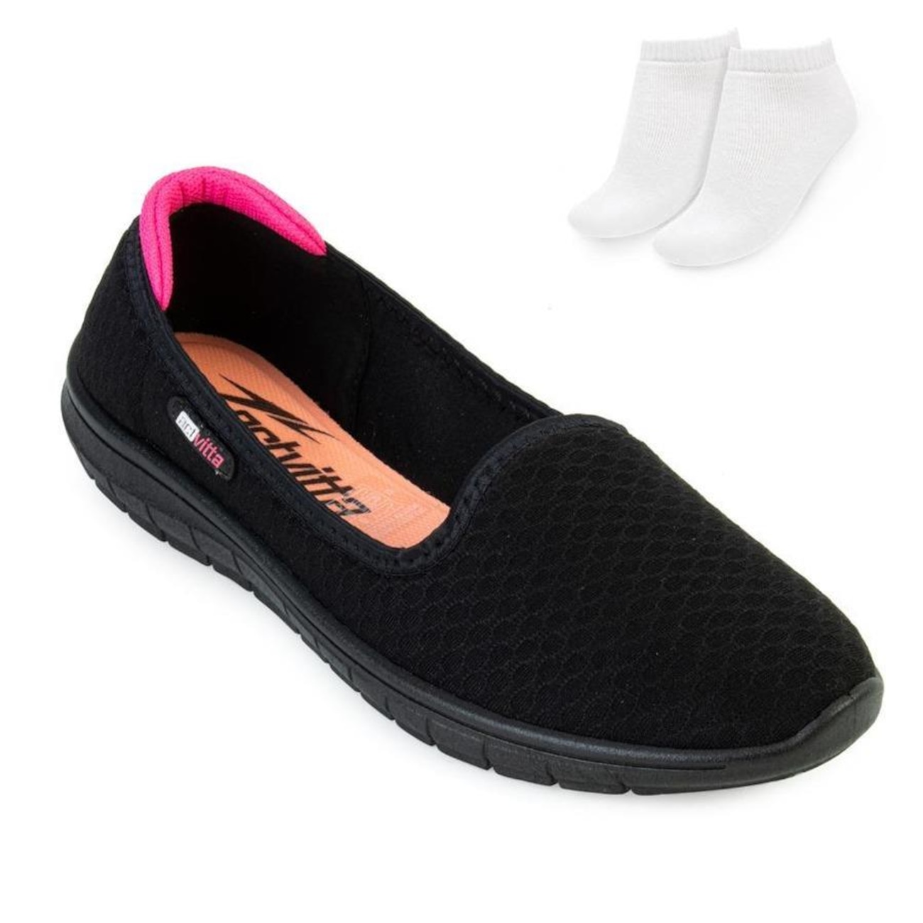 Tênis Actvitta Slip On + 1 Par de Meias - Feminino