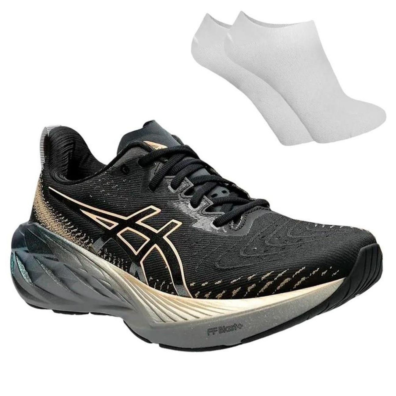 Kit Tênis Asics Novablast 4 Platinum Masculino + Meia
