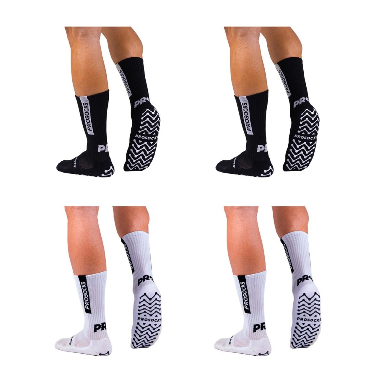 Kit Meias de Futebol ProSocks® UltraGrip Antiderrapante Cano Alto com 4 ...