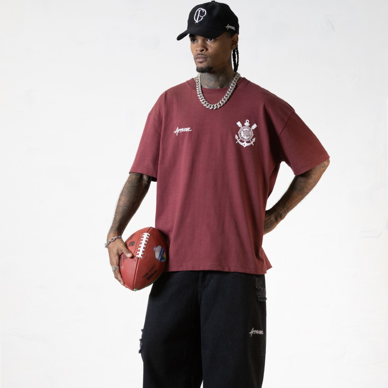 NFL ファーブ エルウェイ エイクマン 他 コリンシアン CORINTHIAN Camisa Corinthians Approve Trillab NFL Oversized Grená - Masculino