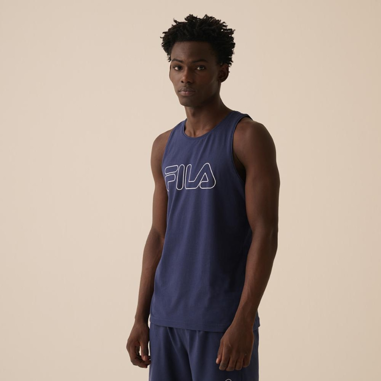 Camiseta Regata Fila Letter Outline Masculina