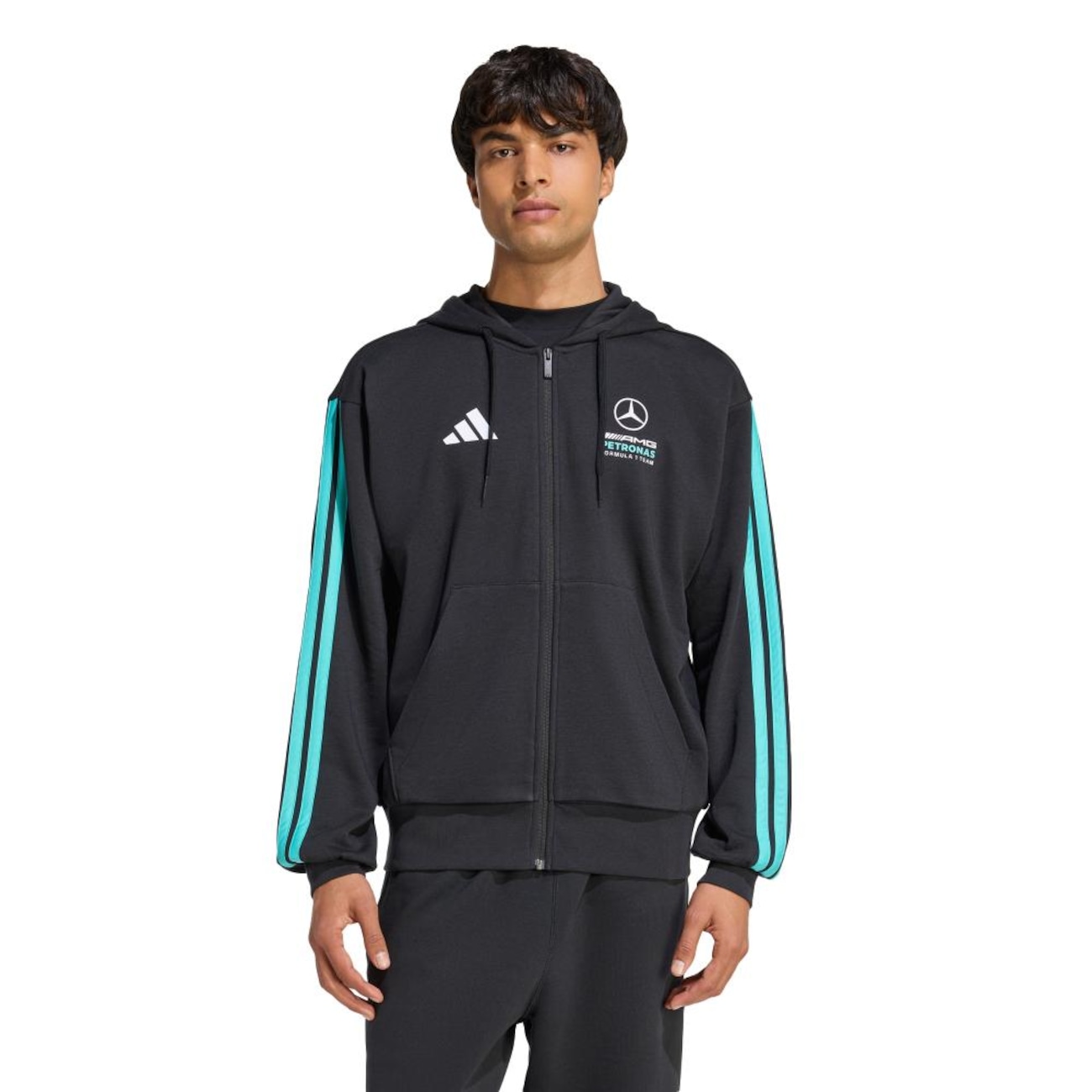 Blusão com Capuz adidas Zíper Mercedes - AMG Petronas F1 Team DNA