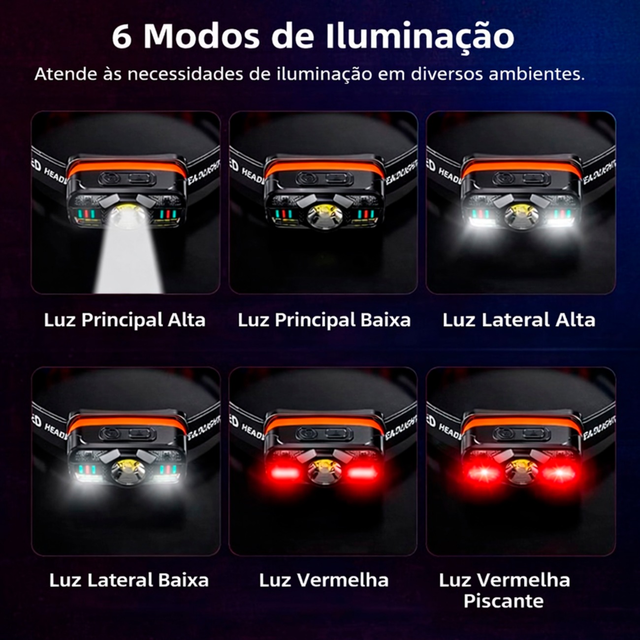 Lanterna De Cabeça Gold Sports Boruit 400LM XPE Led com Sensor de