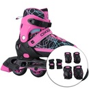 Kit Patins Oxer Joy: Patins Ajustável + 2 Joelheiras + 2 Cotoveleiras + 2 Munhequeiras - Adulto - Foto 1