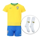 Kit de Uniforme de Futebol da Seleção Brasileira I 2018 Nike: Camisa + Calção + Meião - Juvenil - Foto 1