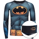 Conjunto Camiseta Manga Longa com Proteção Solar UV e Sunga Liga da Justiça Batman - Infantil - Foto 1