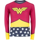 Conjunto Camiseta Manga Longa Proteção Solar UV e Sunkini Liga da Justiça Mulher-Maravilha Infantil - Foto 2
