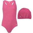 Maiô para Natação Oxer com Proteção Solar Campeão Medley e Touca Girl - Infantil - Foto 1