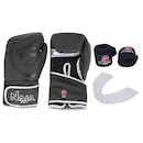 Kit de Boxe Naja: Bandagem + Protetor Bucal + Luvas de Boxe Black - 14 OZ - Adulto - Foto 1