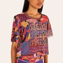 Blusa Feminina Manga Curta Cropped Farm Tela Patch Gráfico - Foto 6