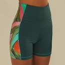 Bermuda Feminina Farm Biker Folhagem Banana Média Compressão Cintura Média - Foto 1