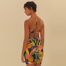 Bermuda Feminina Farm Biker Floresta Leopardo Cós Médio Média Compressão - Foto 2