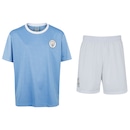 Kit de Uniforme do Manchester City Braziline Infantil Camiseta + Calção - Foto 1