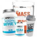 Kit Size Mass BRN Foods - Baunilha - 3kg + 100% Whey Protein - Baunilha + BCAA Fit + Coqueteleira - Foto 1