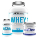 Kit Whey Protein BRN Foods 900g Baunilha + BCAA 100g + Glutamina 250g - Foto 1