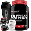 Waxy Whey Bodybuilders - Baunilha - 900g + ZMA Drol - 120 Caps + Creatina - 100g + Coqueteleira - Foto 1