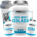 Kit 100% Whey Protein Isolado BRN Foods 2kg Baunilha + BCAA + Creatina + Coqueteleira - Foto 1