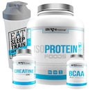 Kit Whey Protein Isolado 2kg Chocolate + Creatina 300g + Bcaa 100g + Coqueteleira - BRN Foods - Foto 1