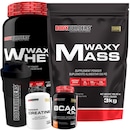 Kit Waxy Mass Bodybuilders - Morango - 3kg + Whey Protein 900g Morango + Creatina + BCAA + Coqueteleira - Foto 1