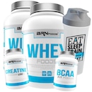 Kit 2x Whey Protein BRN Foods 900g (Chocolate e Baunilha) + BCAA 100g + Creatina 100g + Coqueteleira - Foto 1