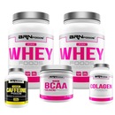 Kit 2x Pink Whey Protein BRN Foods 900g Chocolate + Pink BCAA 250g + Colageno + Cafeina - Foto 1