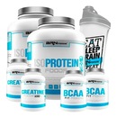 Kit 2x Iso Protein BRN Foods - Morango - 2kg + 2x BCAA - 100g + 2x Creatina - 100g + Coqueteleira - Foto 1